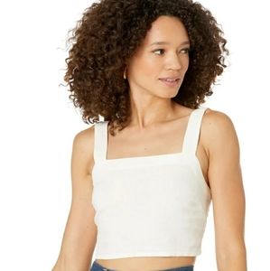 NWT Madewell linen blend cream crop top xs